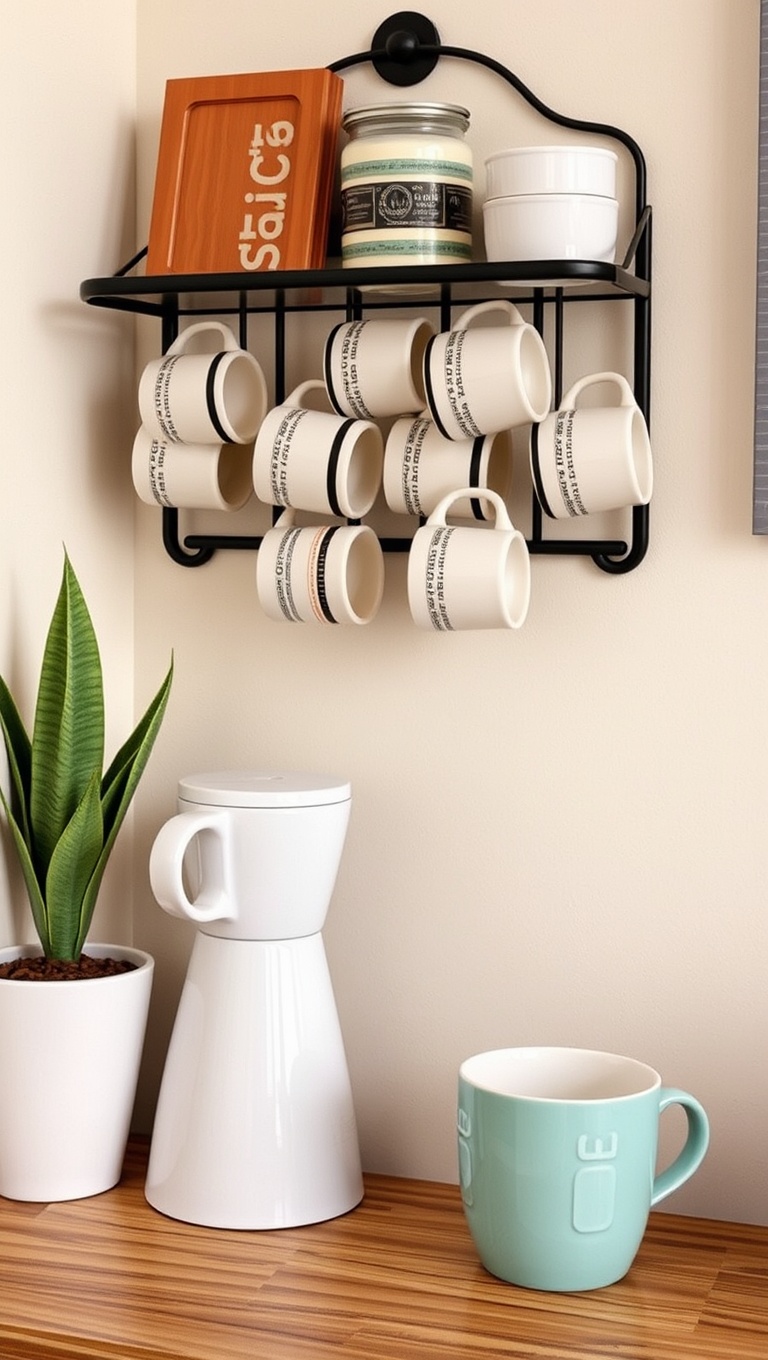 25 Cozy and Creative Ideas for Your Personalized Coffee Nook - 25. A Special Coffee Mug Rack: Organize with Charm!