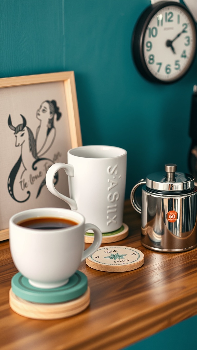 25 Cozy and Creative Ideas for Your Personalized Coffee Nook - 11. Creative Coasters: Protect Your Surfaces with Flair